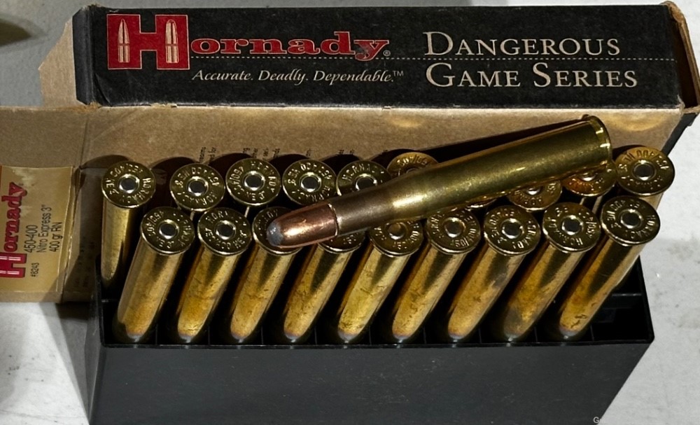 20 rounds of Hornady 450-400 Nitro Express 3” 400gr RN ammo-img-3