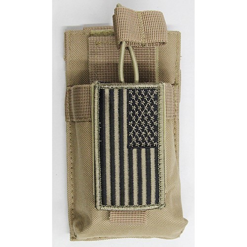 TAN MOLLE Pouch + Flag Patch For MOTOROLA HT Radio-img-0