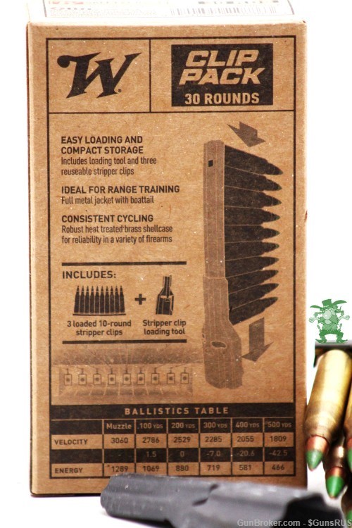 WINCHESTER 5.56mm NATO M855 62 Gr Penetrator Green Tip 30 ROUNDS + STRIP CL-img-4