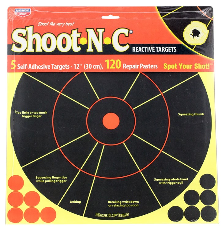 Birchwood Casey Shoot-N-C Handgun Trainer Self-Adhesive Paper Handgun Black-img-0