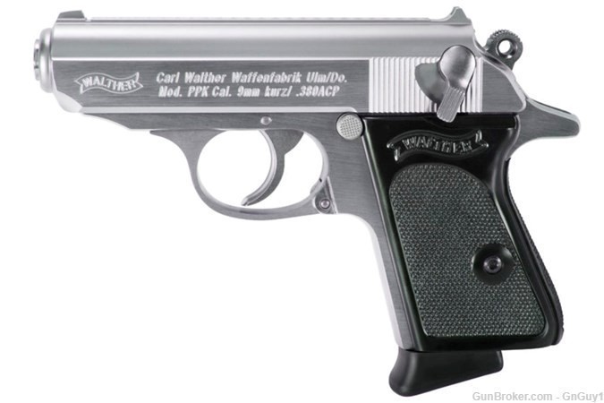 NEW WALTHER PPK 380 acp SS 3.3" 6+1 Stainless Steel-img-0