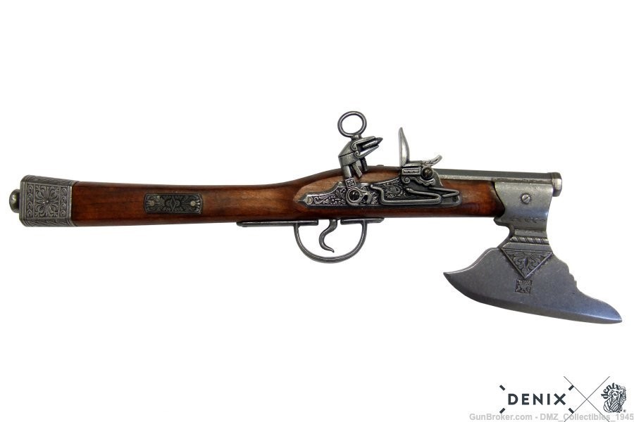 1600s German Axe Flintlock Pistol Non Firing Replica by Denix-img-0