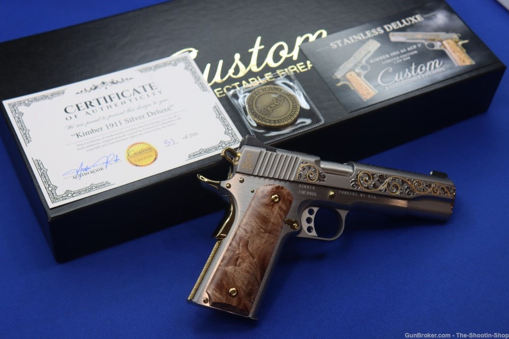 Kimber 1911 SILVER DELUXE Pistol GOLD ENGRAVED 45ACP 1 of 200 K1911 Model-img-0