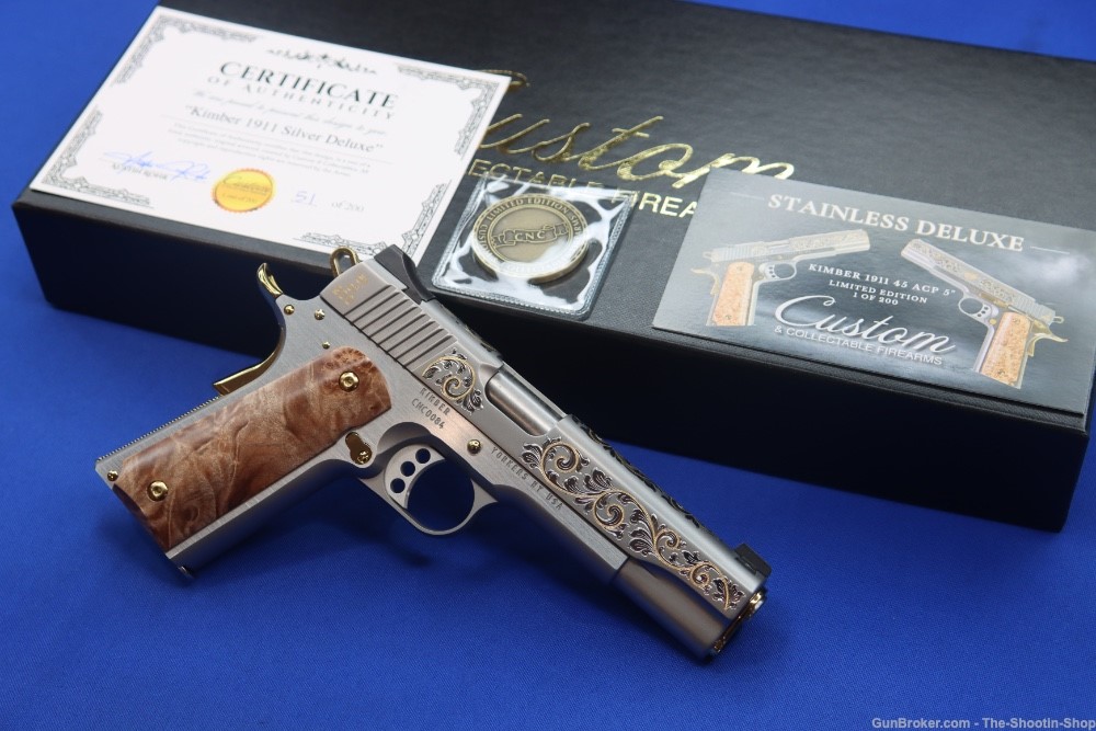 Kimber 1911 SILVER DELUXE Pistol GOLD ENGRAVED 45ACP 1 of 200 K1911 Model-img-1