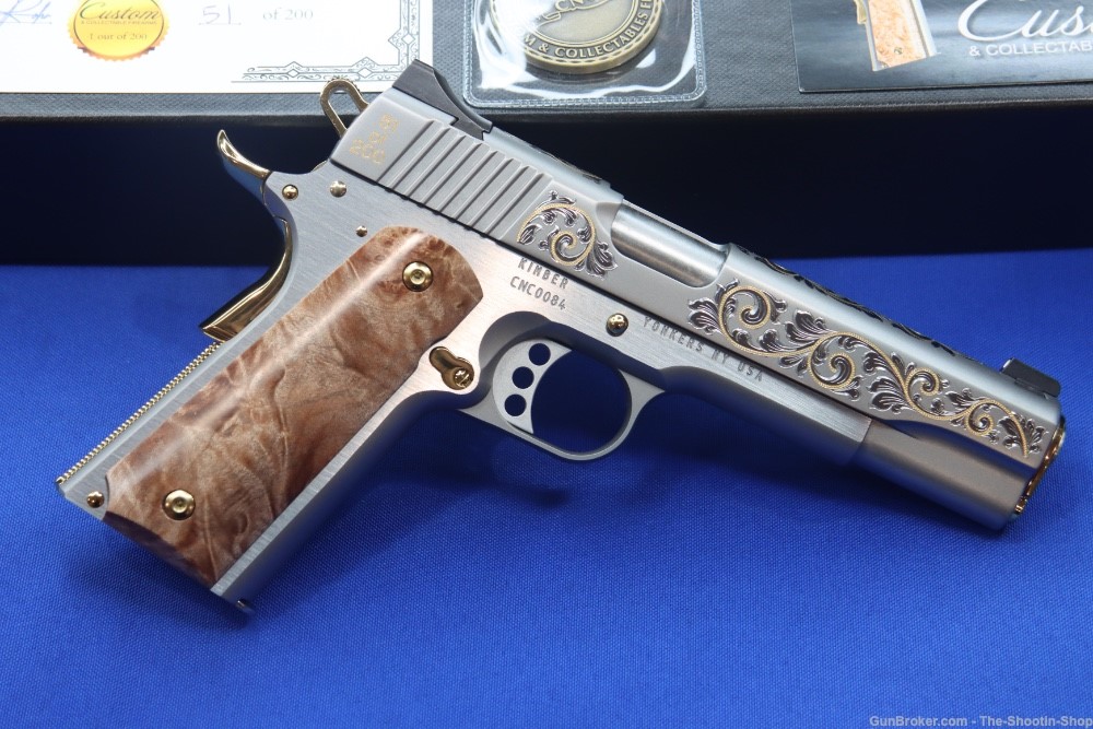 Kimber 1911 SILVER DELUXE Pistol GOLD ENGRAVED 45ACP 1 of 200 K1911 Model-img-2
