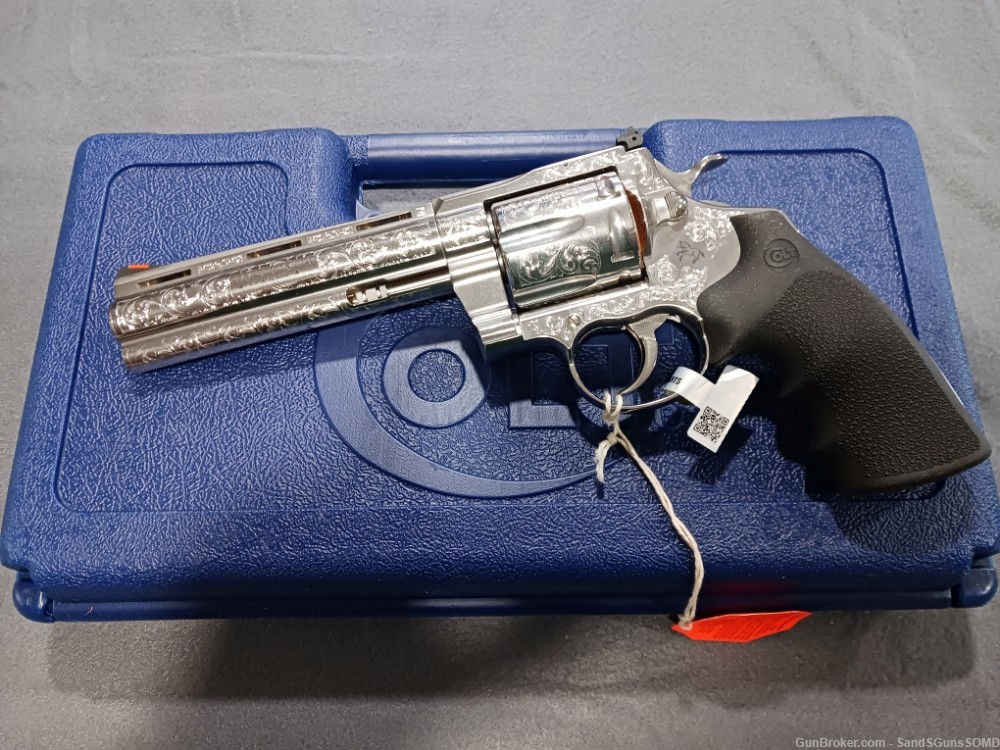 ENGRAVED COLT ANACONDA 44 MAGNUM 6" STAINLESS DOUBLE ACTION REVOLVER NEW-img-1