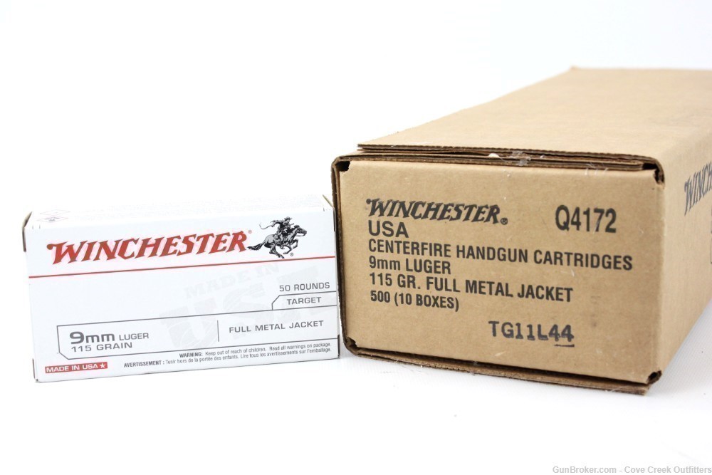 500 Rounds Winchester USA 9MM 115GR FMJ Q4172-img-0