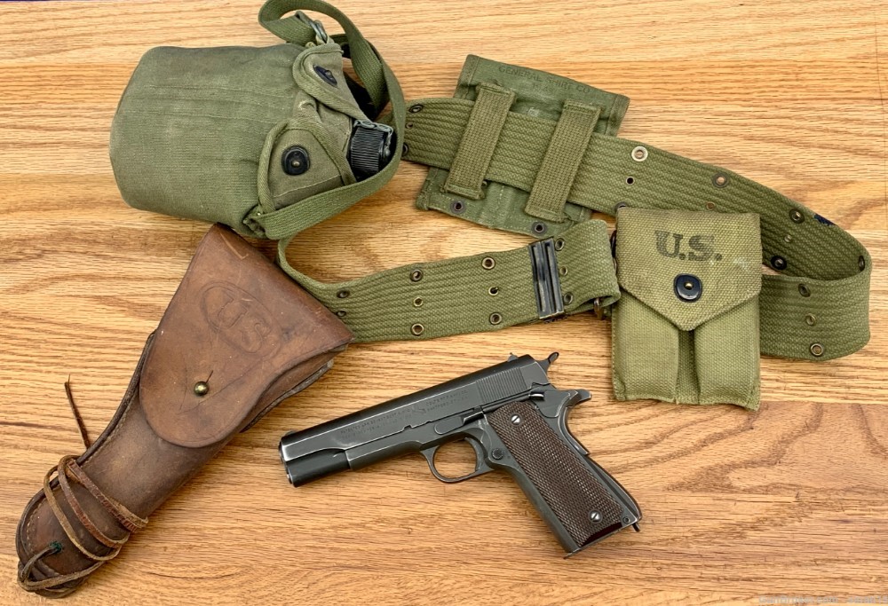 1943 COLT M1911A1 WWII HOLSTER, COMPLETE RIG & FACTORY LETTER .45 AUTO-img-0