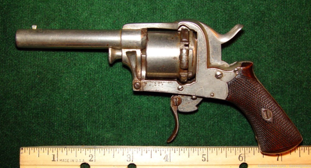 Rare Civil War Era Belgian, ROCOUR Pinfire Revolver Swing Out Cylinder 6mm -img-8
