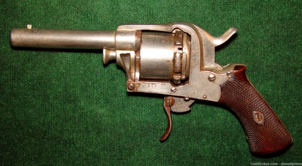 Rare Civil War Era Belgian, ROCOUR Pinfire Revolver Swing Out Cylinder 6mm -img-9