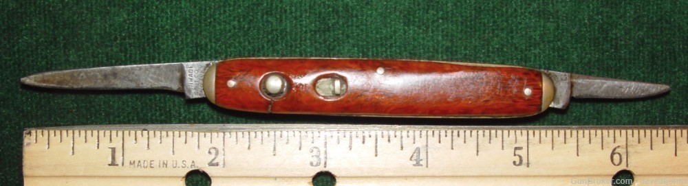 Antique Schrade Cutlery Co. Double Push Button Automatic Pen Knife-img-6