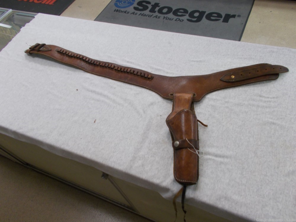 Brown leather .357mag Cartridge Belt & Holster-img-0