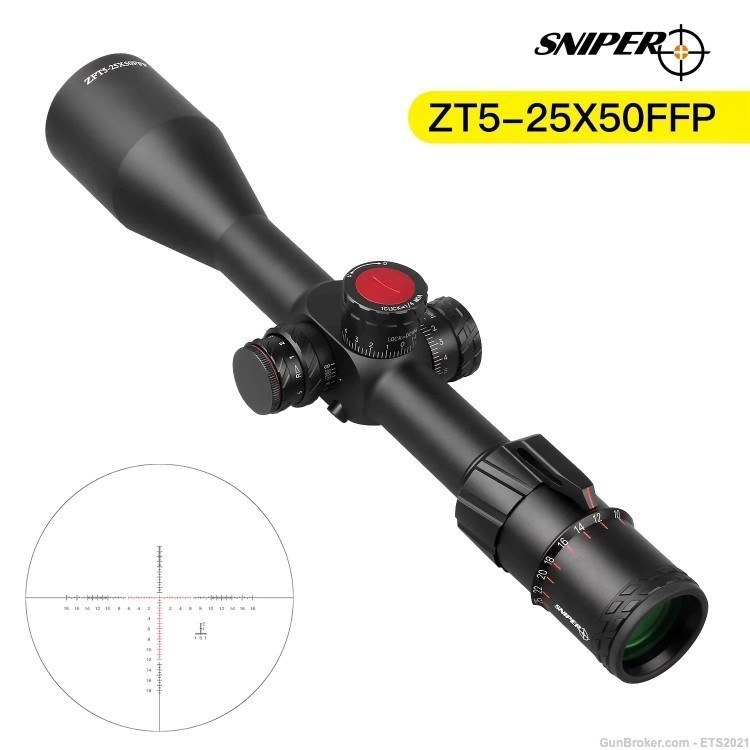ZT5-25x50 FFP First Focal Plane Scope with Red/Green Illuminated Reticle-img-0