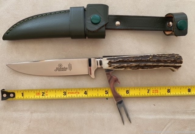 STAG HUNTING KNIFE WITH DETACHABLE UTILITY FORK AND BOTTLE OPENER, GERMAN-img-1