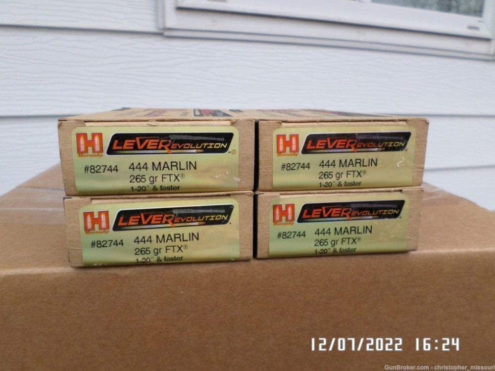 Hornady LeverEvolution ammo 444 Marlin cal 4 boxes 80 rds 265gr FTX bullets-img-0