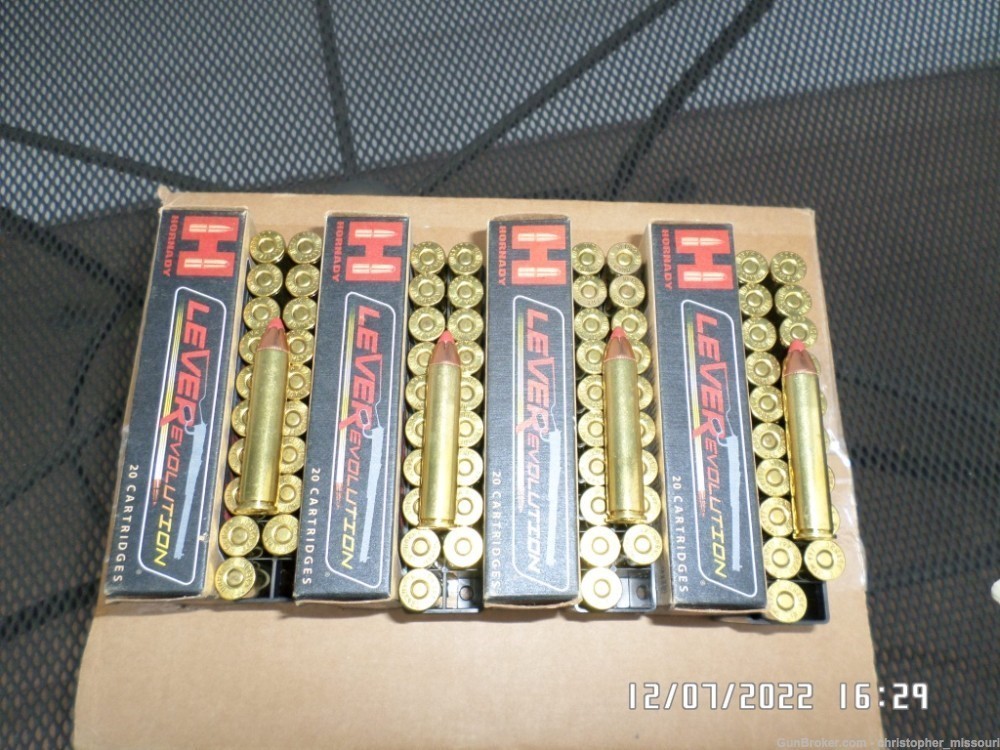 Hornady LeverEvolution ammo 444 Marlin cal 4 boxes 80 rds 265gr FTX bullets-img-1
