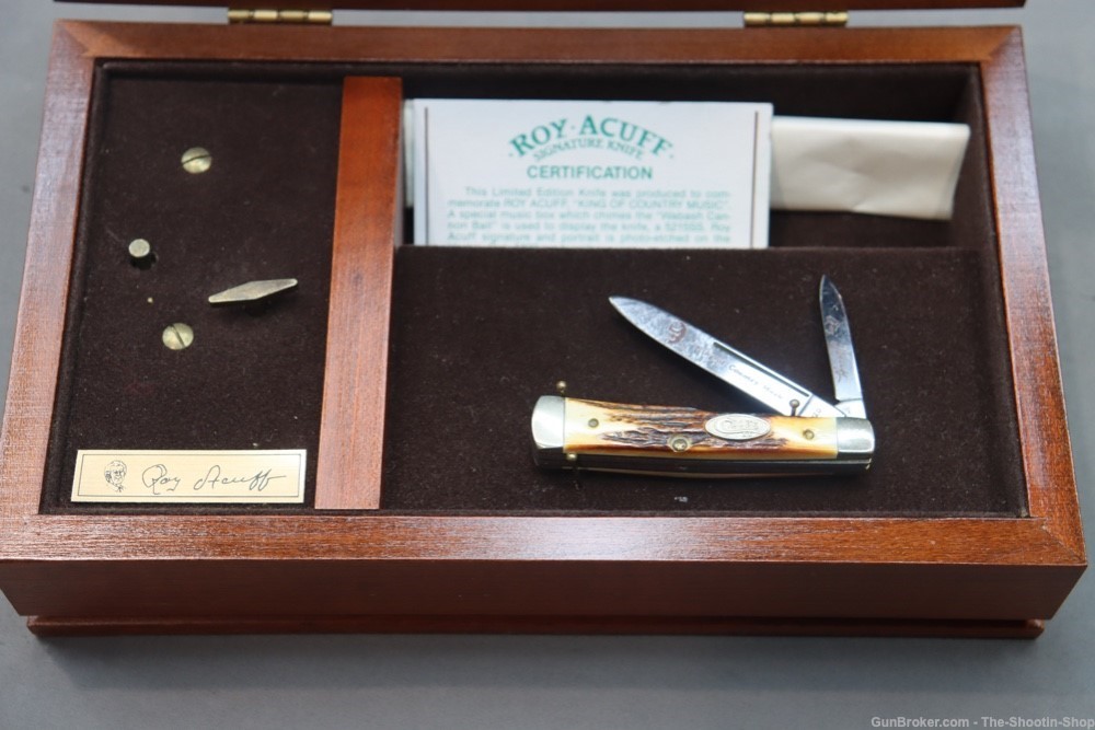 Case XX Roy Acuff Commemorative Gunstock Knife w Music Box Display STAG LE-img-1