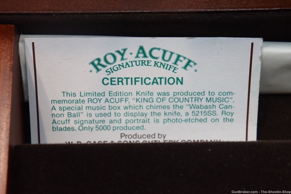 Case XX Roy Acuff Commemorative Gunstock Knife w Music Box Display STAG LE-img-10