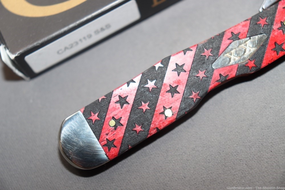 CASE XX CHEETAH Pocket Knife Red Black Bone STARS & STRIPES w/ Swing Guard -img-3