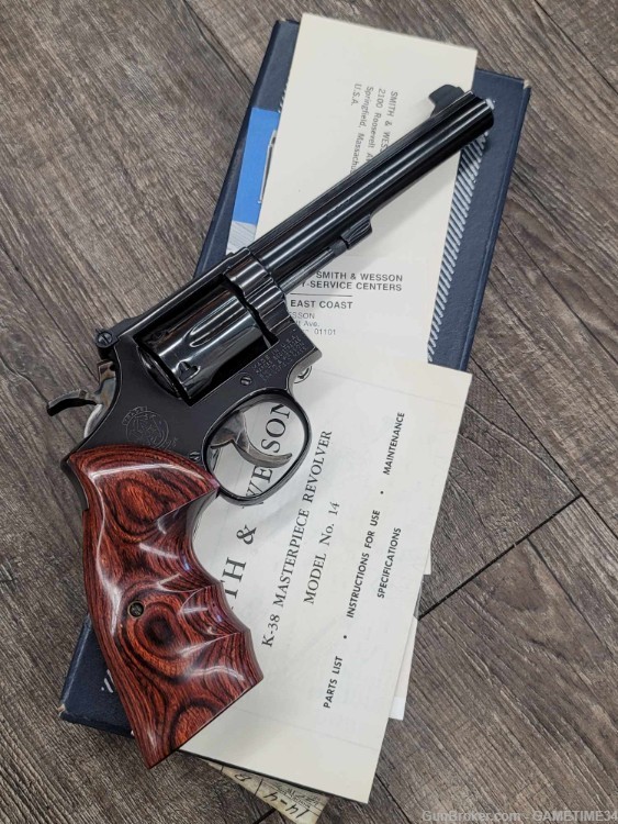 S&W Smith Wesson 14-4 K-38 Target Masterpiece 6" 38 Spl 1978 BOX PAPERWORK-img-1