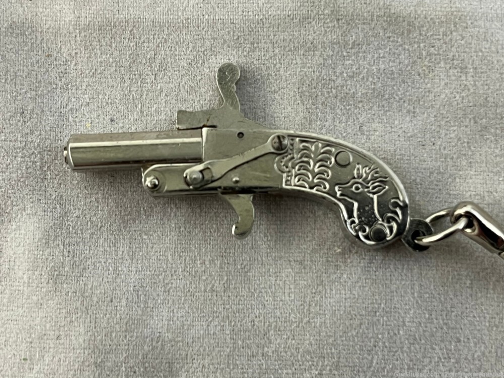 Vintage 2mm Pinfire Berloque Pistol Keychain With Blanks-img-3