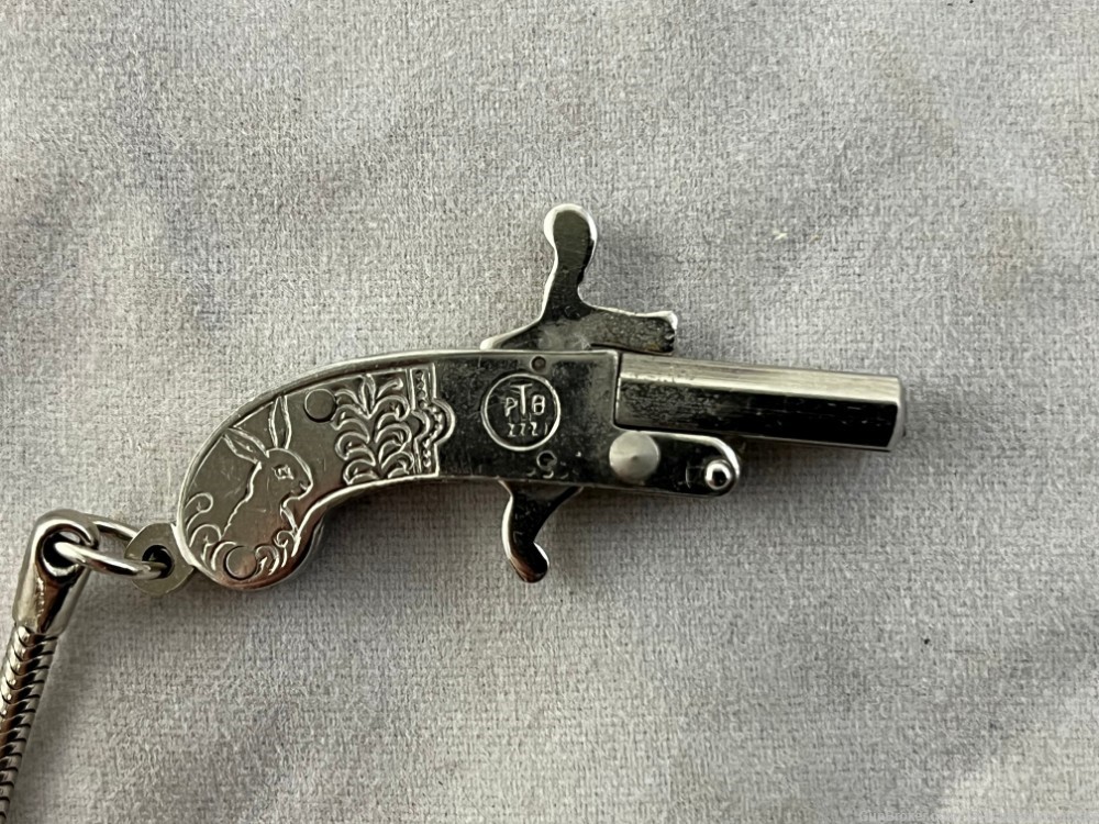 Vintage 2mm Pinfire Berloque Pistol Keychain With Blanks-img-2