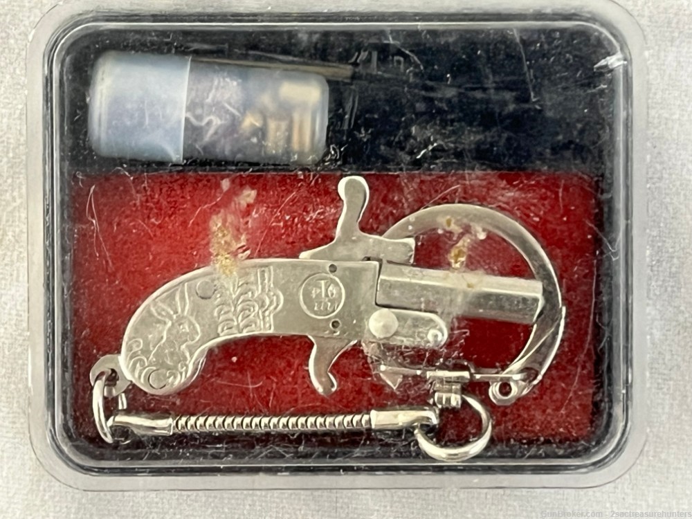 Vintage 2mm Pinfire Berloque Pistol Keychain With Blanks-img-5