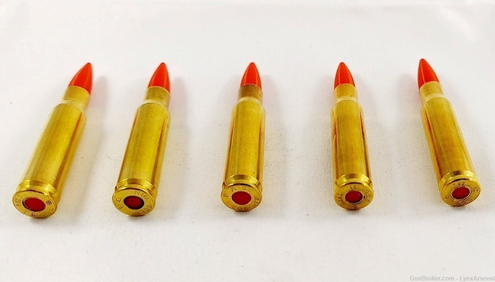 308 Winchester Brass Snap caps / Dummy Training Rounds - Set 5 - Red-img-3
