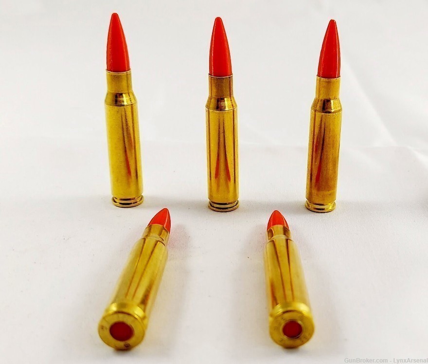 308 Winchester Brass Snap caps / Dummy Training Rounds - Set 5 - Red-img-0
