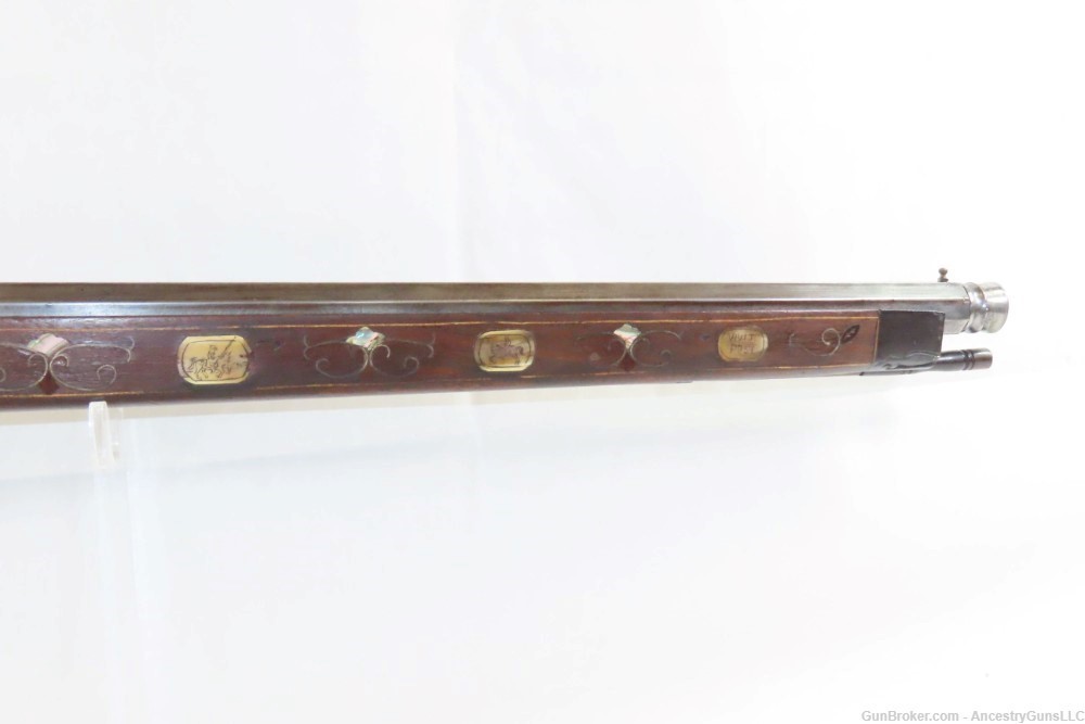 ORNATE MATCHLOCK ARQUEBUSE Inlaid Horn Mother of Pearl .79 Engraved Antique-img-5