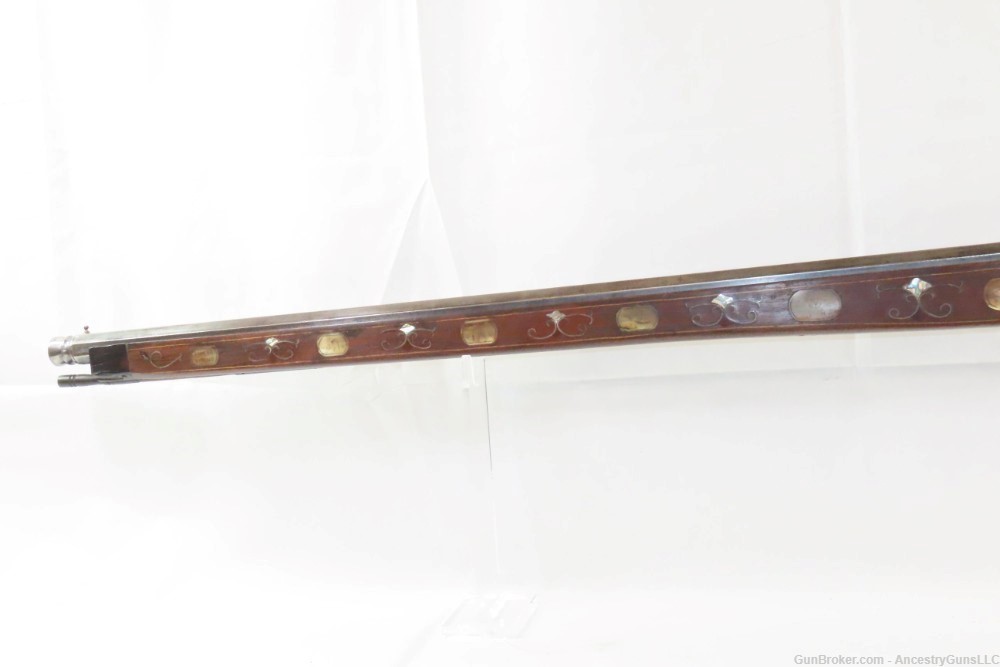 ORNATE MATCHLOCK ARQUEBUSE Inlaid Horn Mother of Pearl .79 Engraved Antique-img-23