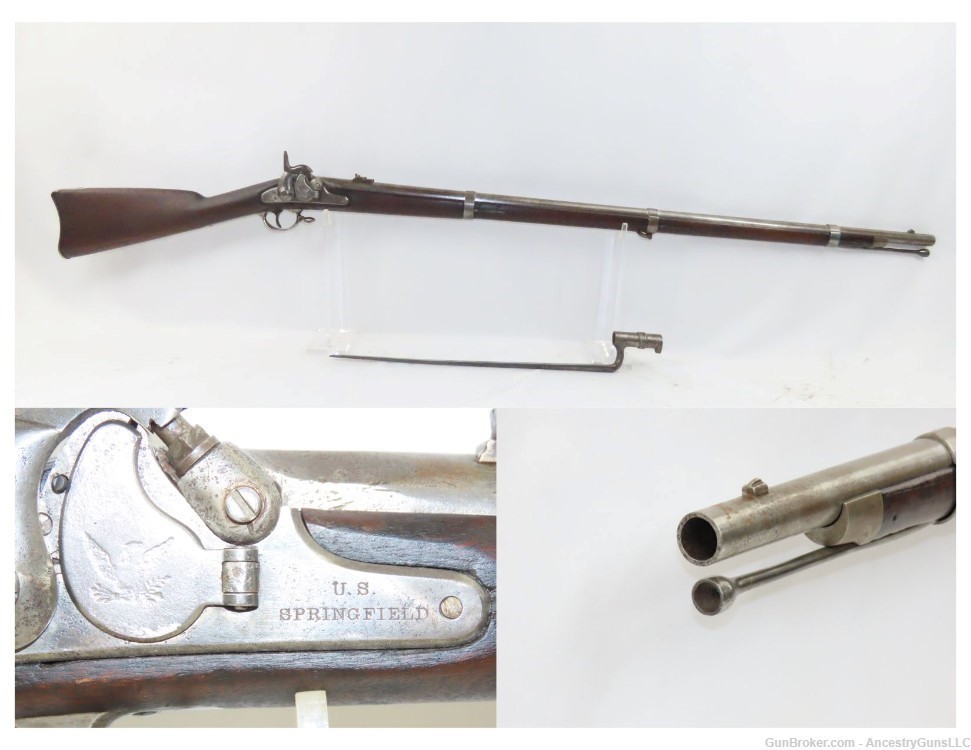 CIVIL WAR Antique US SPRINGFIELD ARMORY Model 1855 .58 Caliber Rifle-MUSKET-img-0