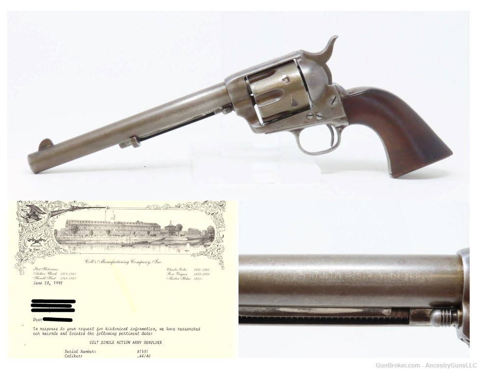 LETTERED 1882 COLT FRONTIER SIX-SHOOTER .44-40 WCF SAA Revolver 7 ½ Antique-img-0