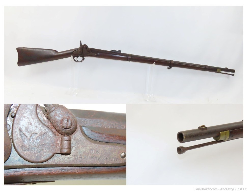 Scarce CIVIL WAR Antique U.S. HARPERS FERRY ARSENAL Model 1855 Rifle-MUSKET-img-0