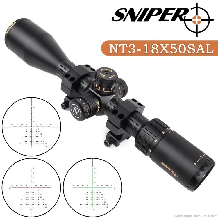 NT3-18X50SAL Riflescope SFP R/G/B Illuminated Rangefinder Reticle-img-0