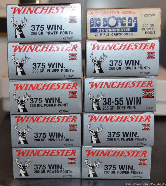 9 Full Boxes 375 Win 200 Grain Power Point Ammo 38-55 Winchester 255 gr-img-2