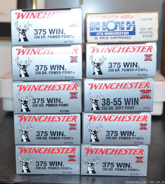 9 Full Boxes 375 Win 200 Grain Power Point Ammo 38-55 Winchester 255 gr-img-0