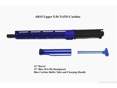AR-15 5.56 NATO 16" Carbine Upper Receiver 15'' Blue Handguard Buffer tube