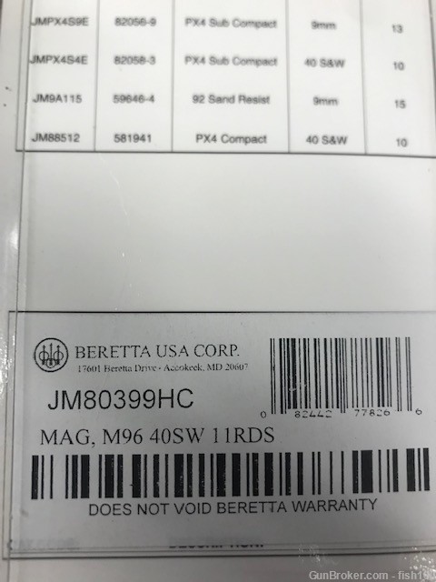 BERETTA M96 40S&W MAGAZINE 11RDS.-img-0
