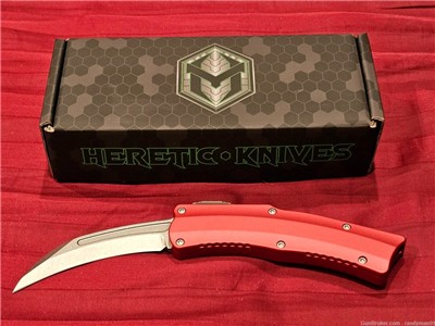 Heretic Knives ROC - Red with Stonewashed Blade - Brand New + Perfect