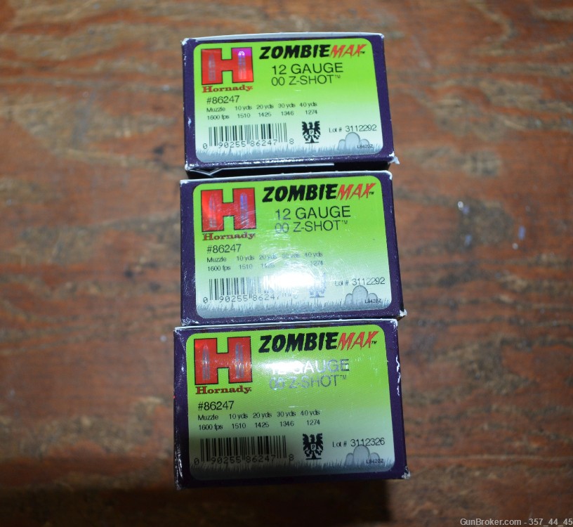 3 Boxes Hornady Zombie Max Ammunition ZombieMax 12 Gauge 00 Buck Z Shot ...