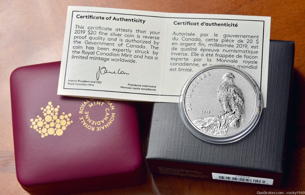 2019 -Canada $20 - 1 oz .9999 silver Valiant Eagle coin-img-3