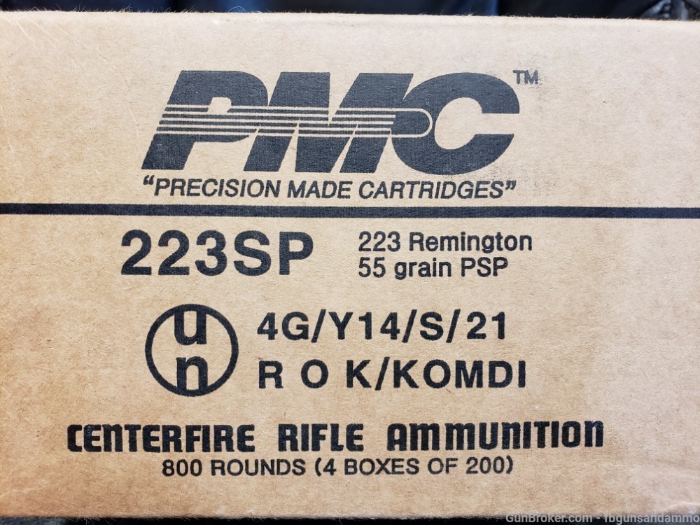 NEW 800 ROUNDS PMC AMMO 223 REMINGTON 55GR SOFT POINTED SP BRASS .223 AR15-img-0
