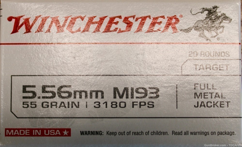 556 Winchester WNWM193 5.56 ammo M193 FMJ Winchester 500RDS-img-0