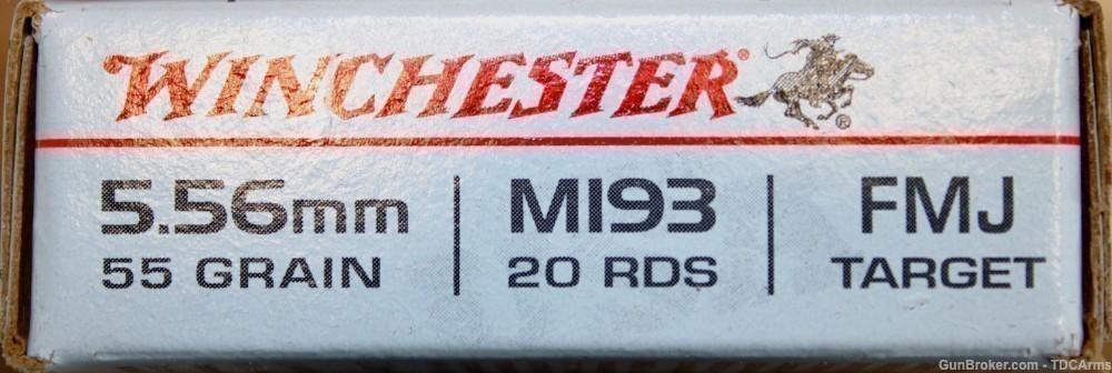 556 Winchester WNWM193 5.56 ammo M193 FMJ Winchester 500RDS-img-1