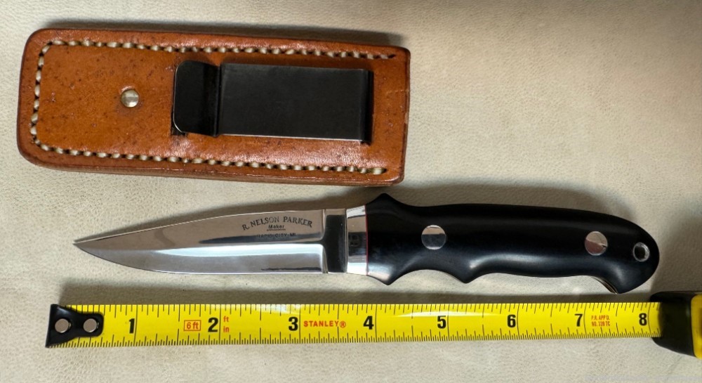 NELSON PARKER OF MICHIGAN BLACK CANVAS MICARTA BOOT/FIGHTING KNIFE-img-1