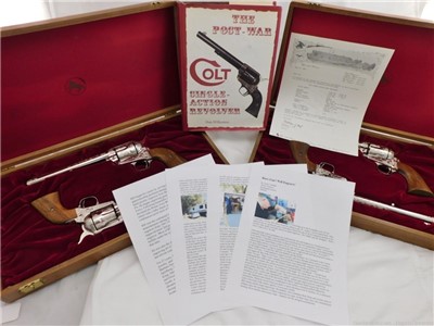 Colt SAA Factory Master Engraved 4 Consecutive Set 2nd Generation Nickel