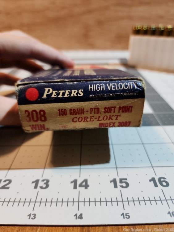 Vintage Peters .308 Winchester Full Box W/ Remington Core-Lokt-img-4