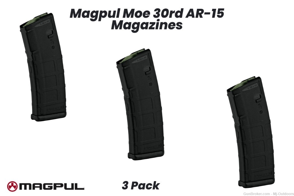 Magpul PMAG AR15 AR/M4 - M2 MOE 223 - 556NATO 30 RD Magazine 3 Pack-img-0