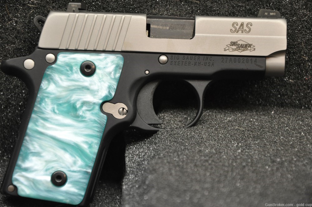 Sig P238 02 grips Faux Tiffany Blue Mother of Pearl-img-1